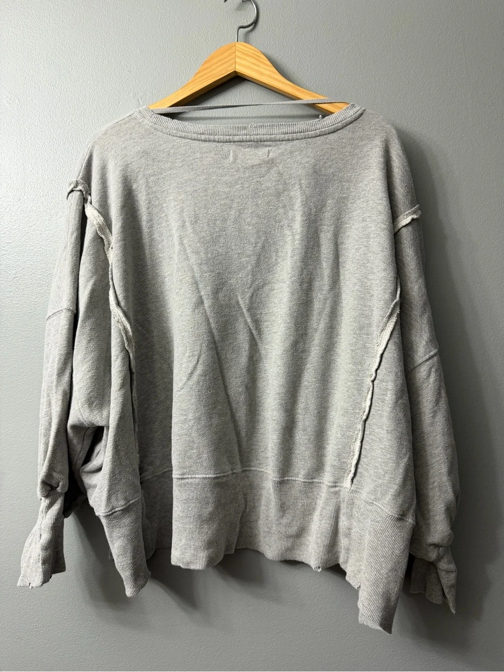 Free People graphic print oversized sweater in gray and green small